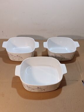 3 Corningware Casseroles SHADOW IRIS, (1) 2 Qt and (2) 1 1/2 Qt. No Lids